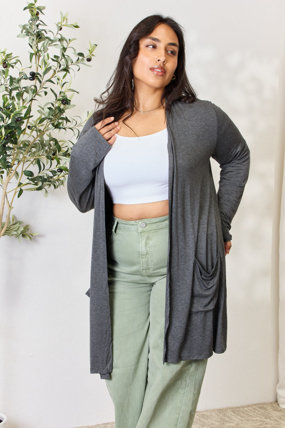 Open Front Cardigan with Pockets