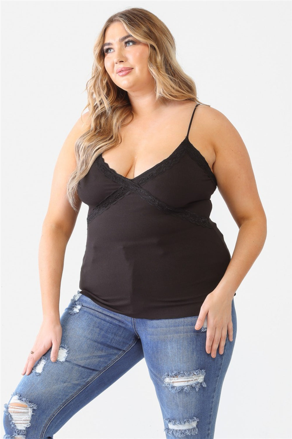 Plus Size Lace Detail V-Neck Cami