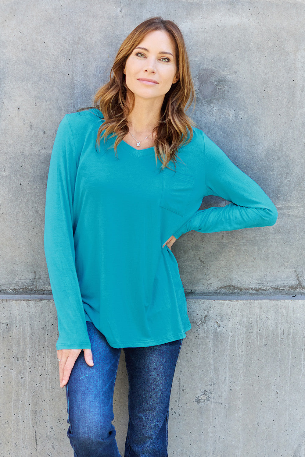 V-Neck Long Sleeve Top