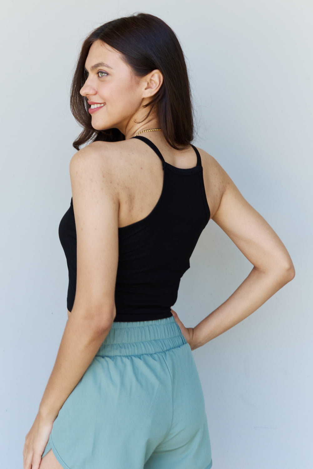 Everyday Staple Soft Modal Cropped Ribbed Tank Top in Black