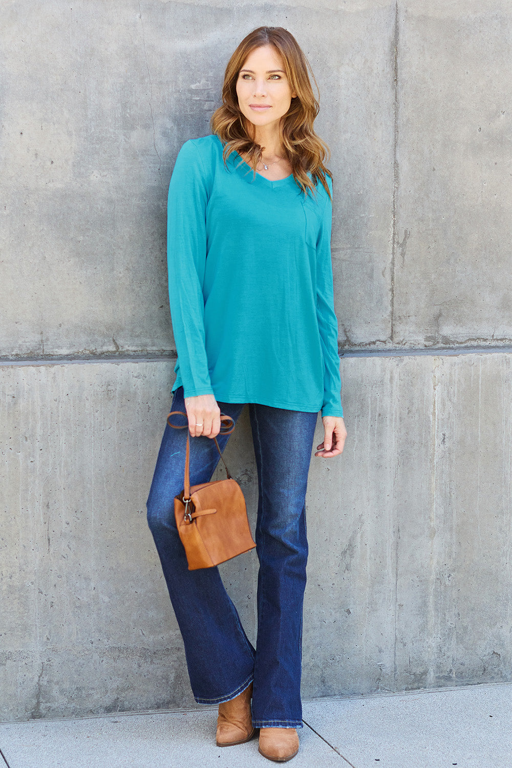 V-Neck Long Sleeve Top