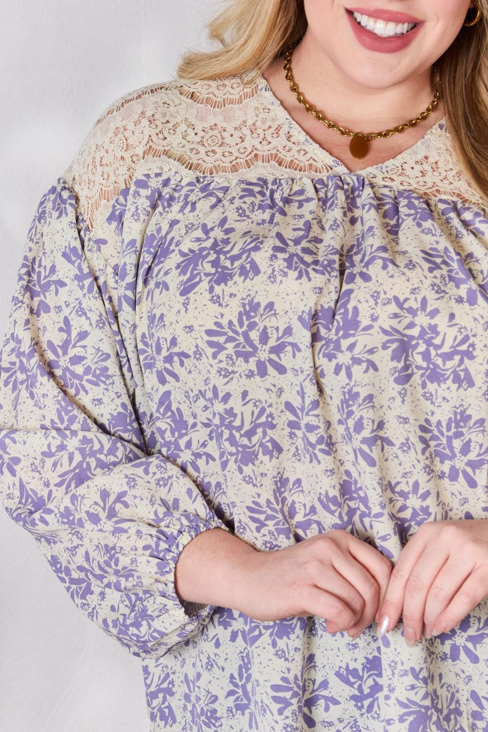 Lace Detail Printed Blouse