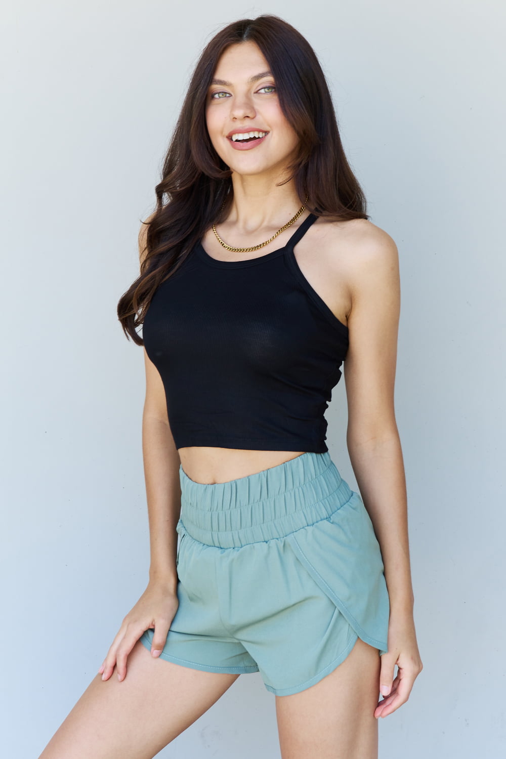 Everyday Staple Soft Modal Cropped Ribbed Tank Top in Black