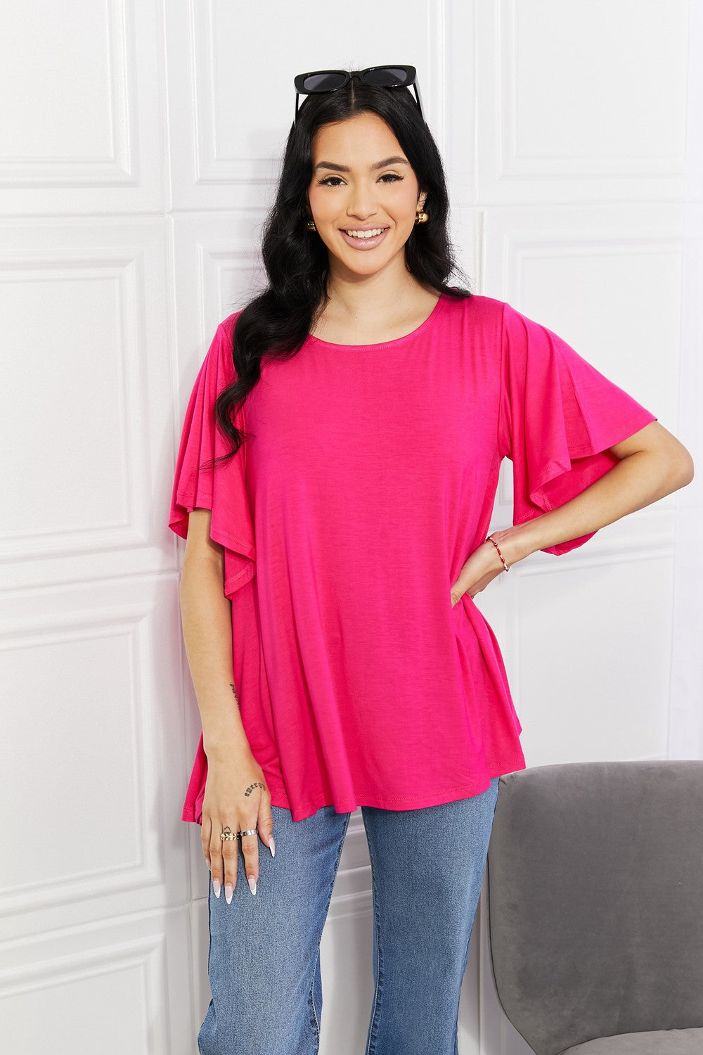 More Than Words Flutter Sleeve Top