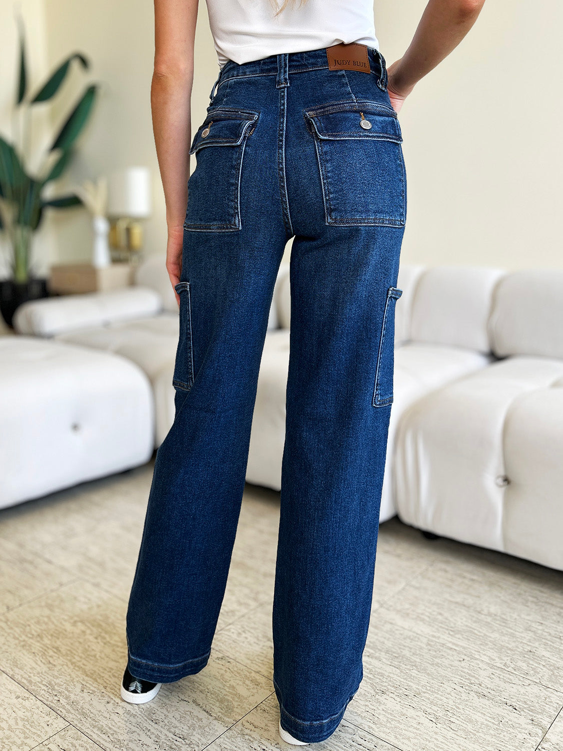 High Waist Straight Cargo Jeans