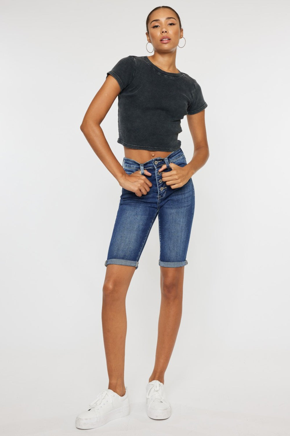 Cat's Whiskers Button Fly Denim Shorts