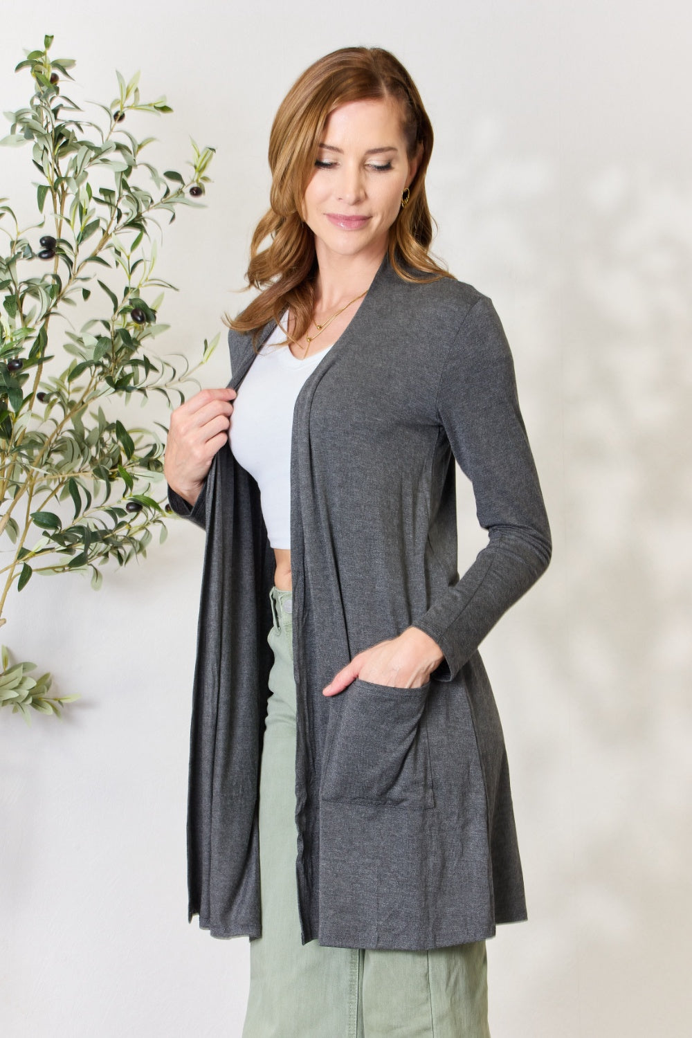 Open Front Cardigan with Pockets