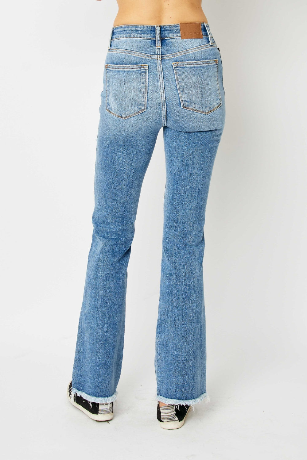 Distressed Raw Hem Bootcut Jeans